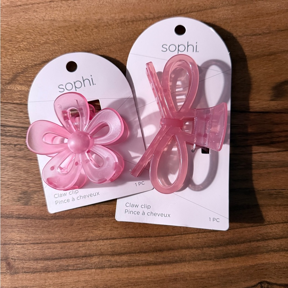 Sophi Bow and Flower Hair Claw‎ Set in Pink | Brand New